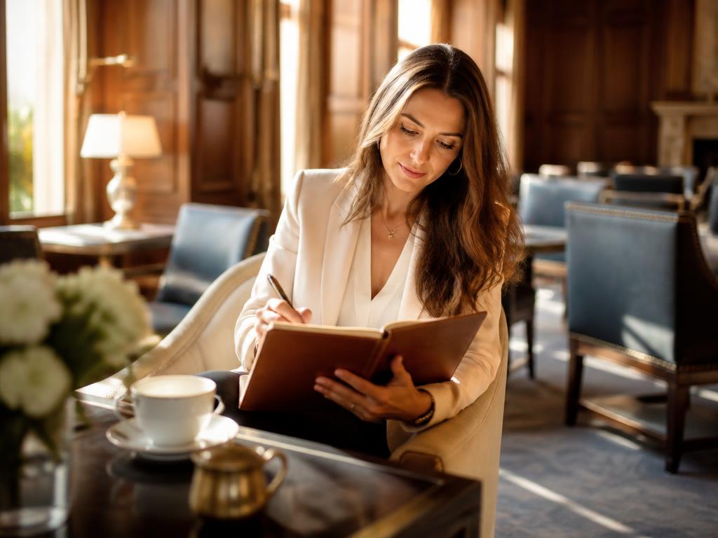 A member writing notes in a journal at The Collective