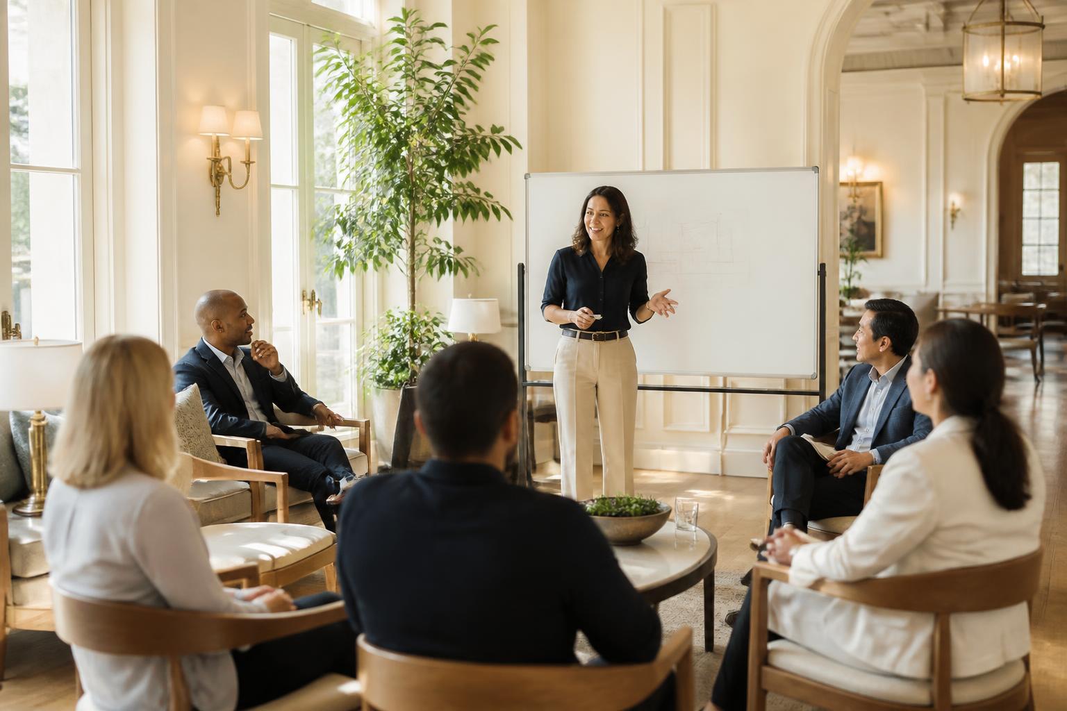 Members gathered at a bright Collective education session